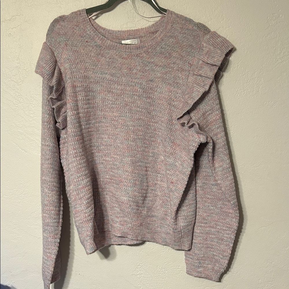 LC Lauren Conrad Pink Ruffled Sweater